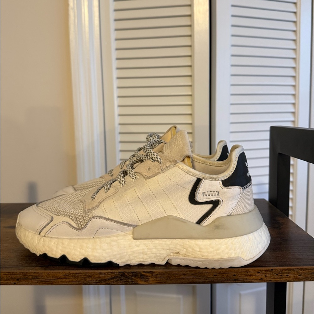 Adidas Nite Jogger White Boost Sneakers Reflective. Men’s 9, Women’s 10.5